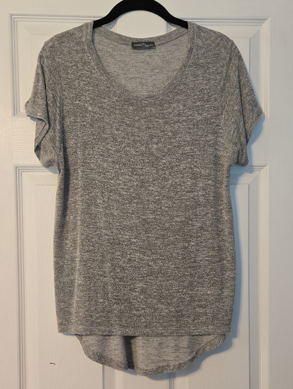Market & Spruce Heather Gray Short Sleeve V-Neck Tee